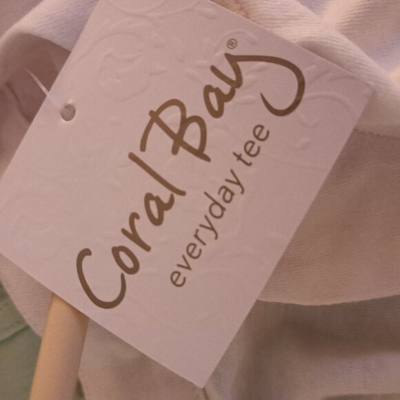 Coral Bay Women's Solid White 3/4 Sleeve V Neck Tee  NWT - Picture 5 of 5